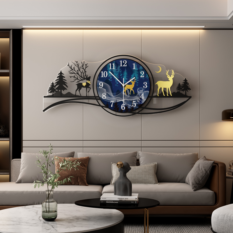 Light extravagant modern minimalist creative clock hanging clock living room home fashion atmosphere 2023 new net red clock hanging wall-Taobao