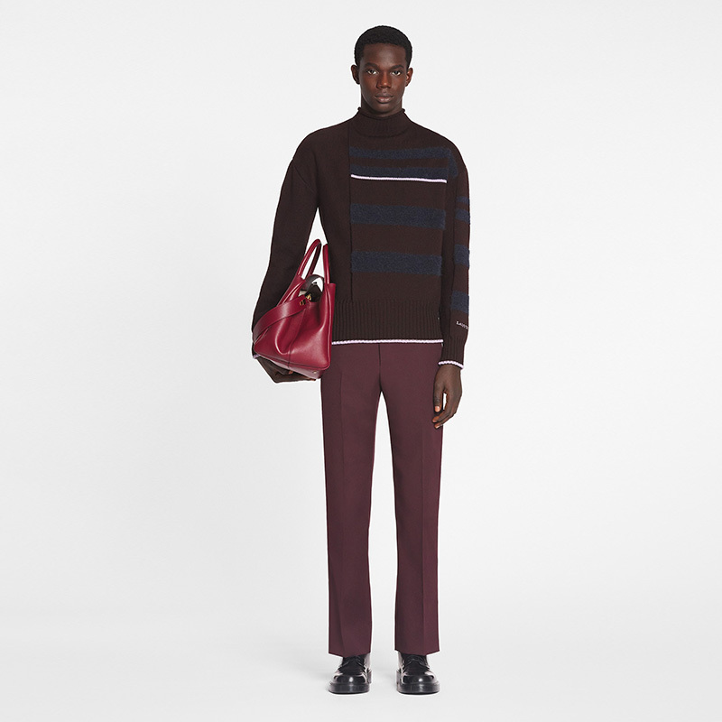 【6 Installments with No Interest】Lanvin Men's Autumn and Winter High-Neck Merino Wool Pullover Knit Sweater Base Layer Sweater