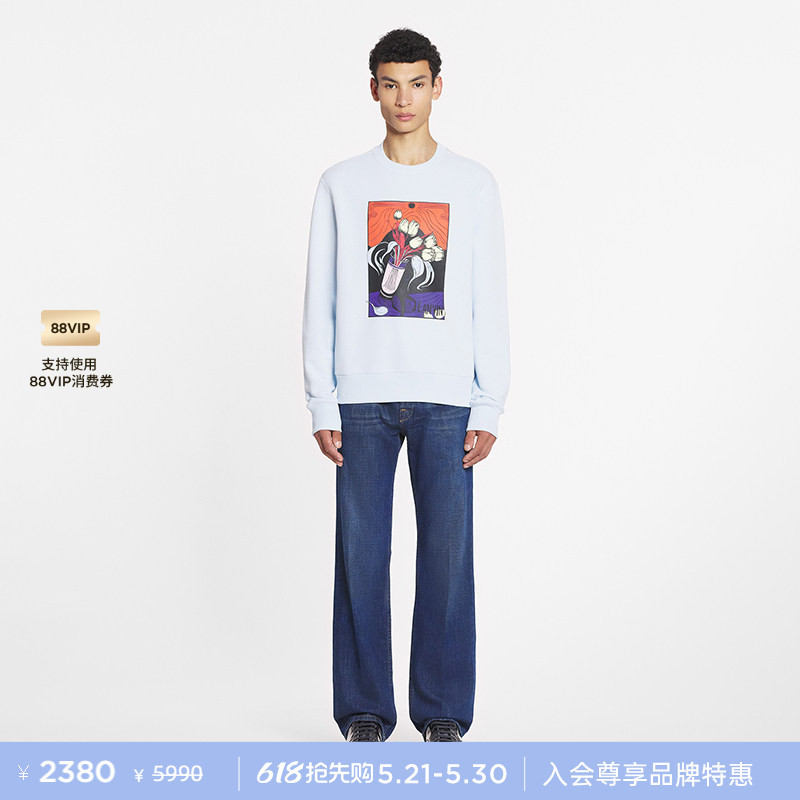 [Exclusive Offer] Lanvin Men's Spring/Summer Simple Printed Long-Sleeve T-Shirt Pullover Sweatshirt