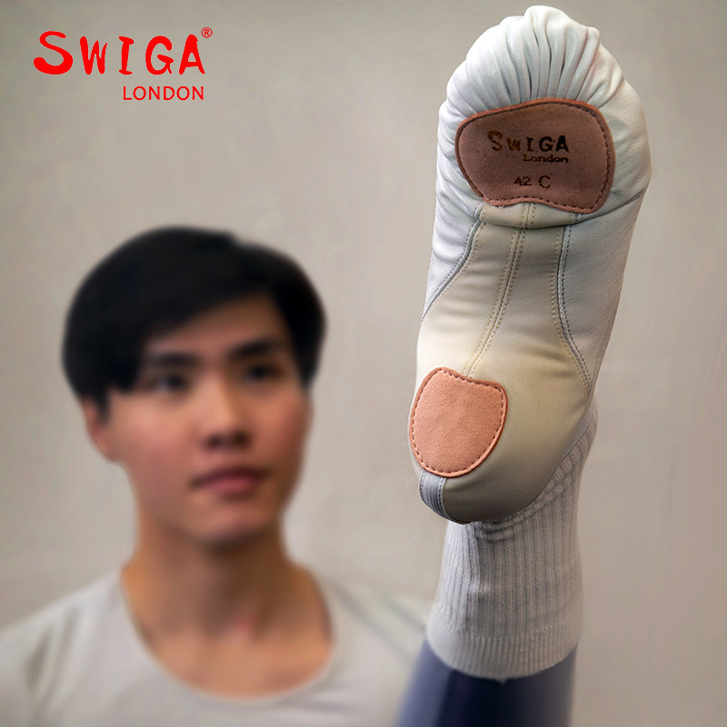 swiga men's leather head ballet shoes dance body shoes adult exercise shoes cowhide elastic heel performance