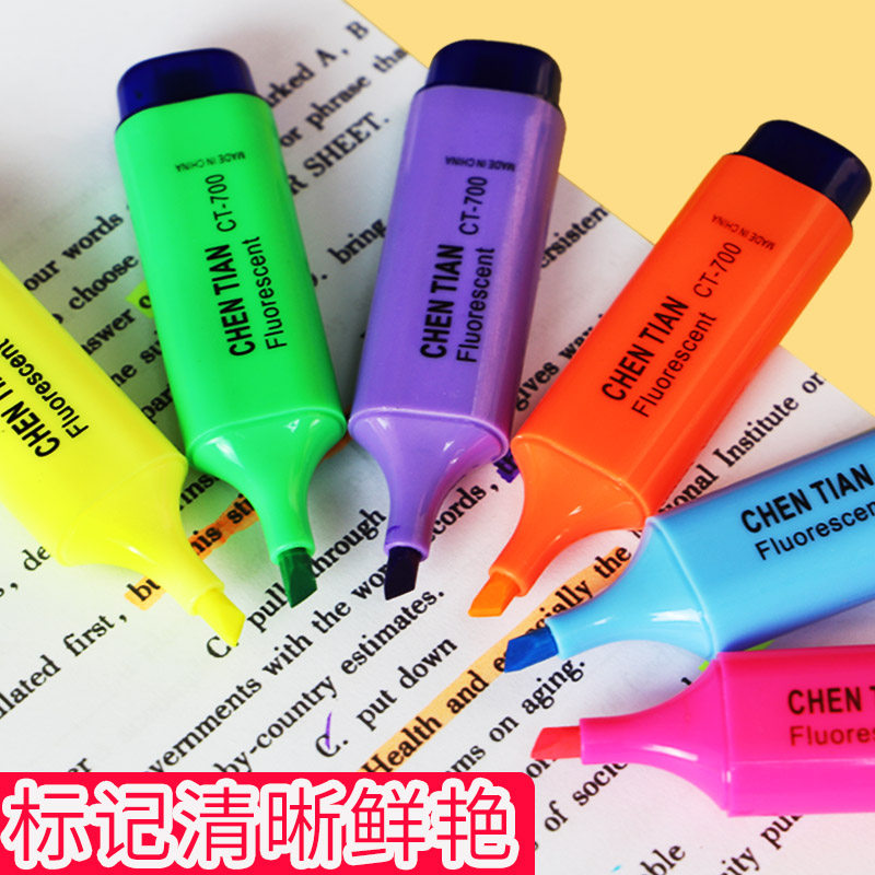 Fluorescent pen color marker pen large capacity Net red candy color students thick head drawing strokes key knowledge points special marker endorsement artifact light color system color pen a set of 6 colors to take notes