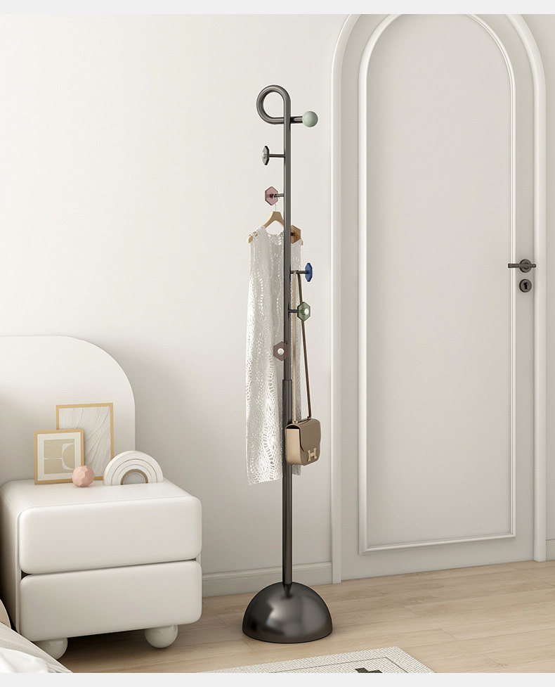 Вешалка 立式衣架落地卧室挂衣架客厅移动小型衣帽架家用铁艺衣服收纳层架子 SHULIPU