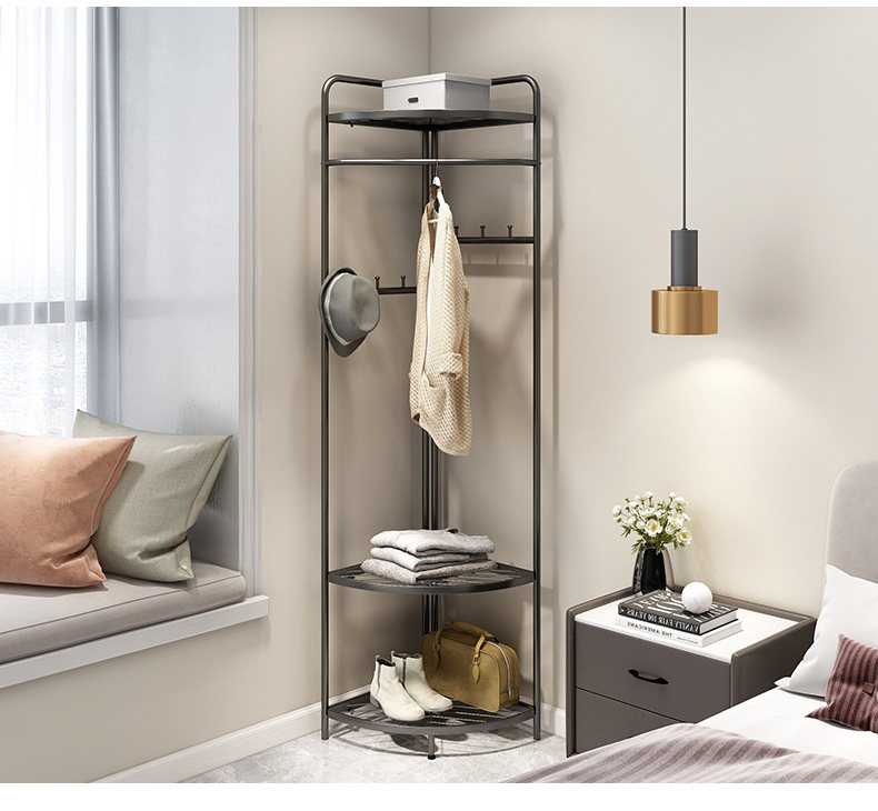 Вешалка 卧室落地转角衣帽架家用简易角落挂衣架床边晚上放衣服置物架神器 Shulipu