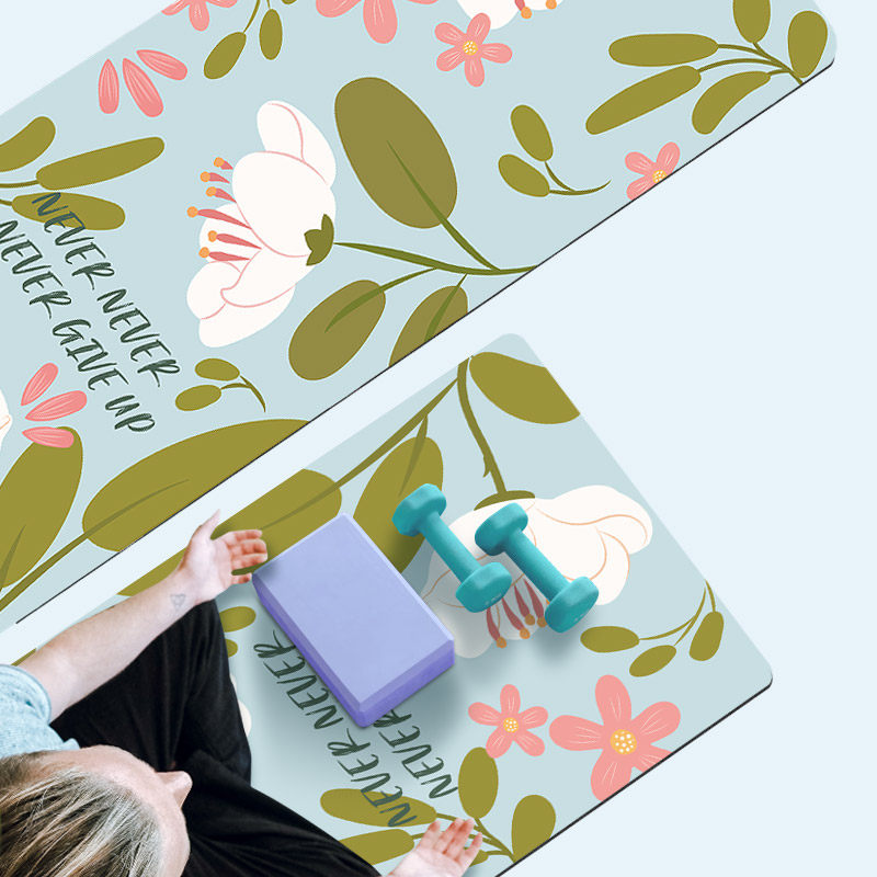Floral Print Edition PU Natural Rubber Professional Anti-Slip Sweats Home Dance Fitness Printed Yoga Mat