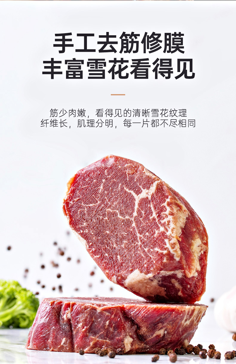 【顺丰包邮】原肉整切牛排130g*4片