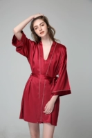 Бордовый короткий банный халат