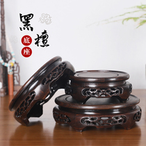 Redwood ornaments teapot bonsai wooden stone base solid wood incense burner flower pot vase round stone wood carving bracket
