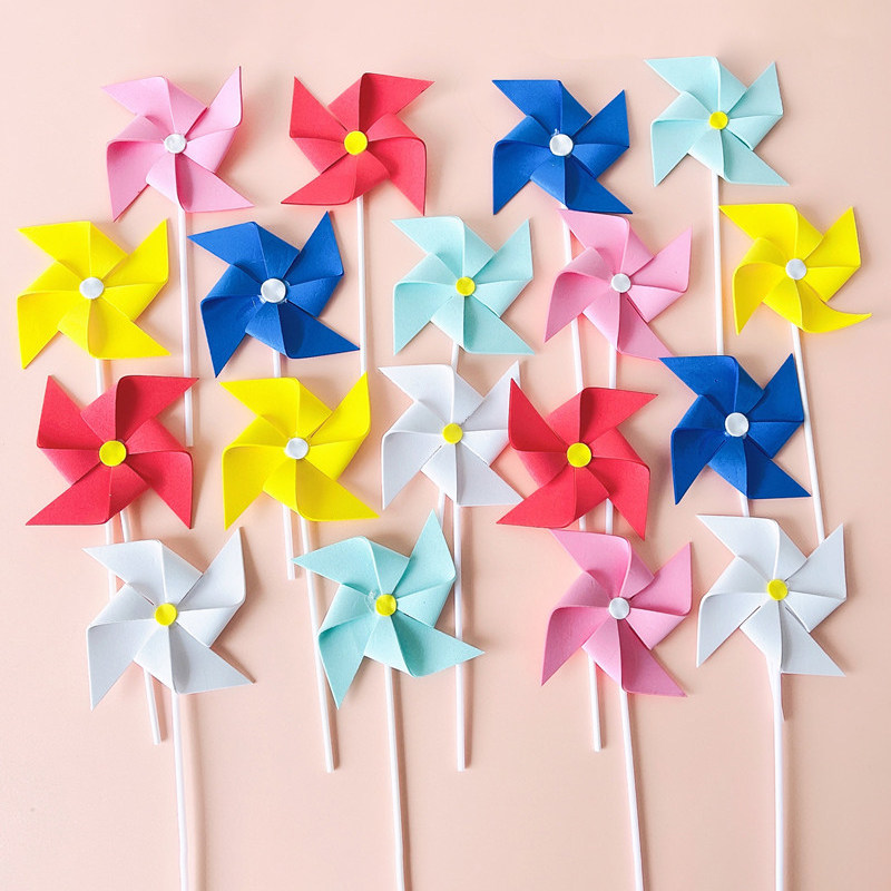 Baking cake decoration EVA multi-layer three-dimensional color windmill birthday scene cake decoration card colorful plug-in