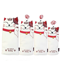 Lucky Cat Golf Club Head Cover 1 3 5 UT Wood Club Head Cover Waterproof Cartoon Golf Ball Head Cover
