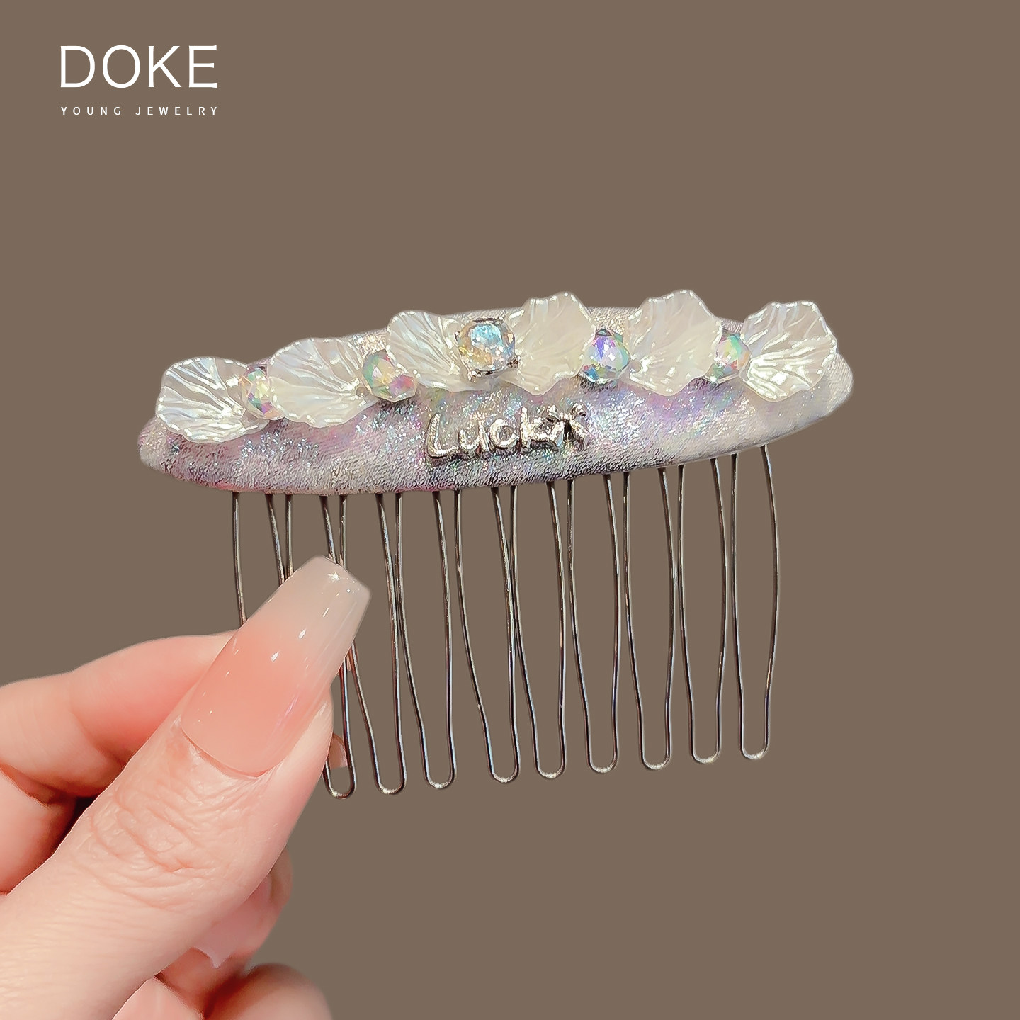 Seashell Letter Colorful Comb for Women, 2026 New Style, High Crown Backward Insert Comb, Hair Clip, Frayed Hair Sterilizer, Bangs Clip
