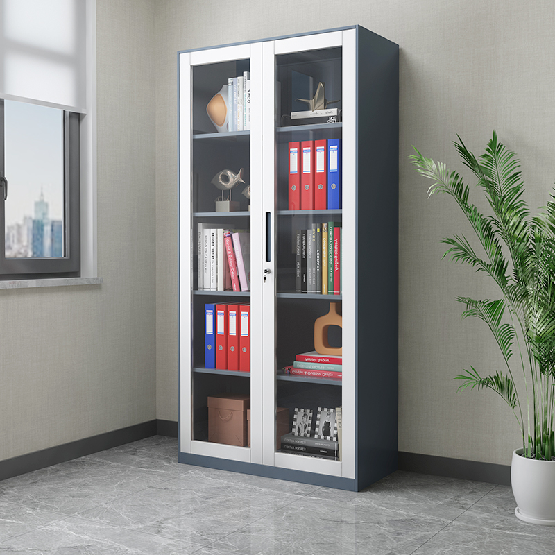 Office Narrow Side Cabinet Shorter Cabinet Glass Door File Cabinet Steel Iron Sheet Storage Cabinet Stratix With Lock Information Cabinet