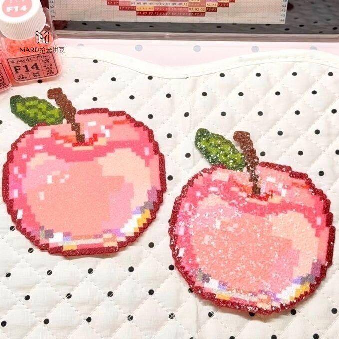 Glittery Apple-Shaped Bead Pendant, Cute Bead Art Finished Product, Cartoon Couple Keychain, Friendship Gift for Girls Glittery Apple-Shaped Bead Pendant, Cute Bead Art Finished Product, Cartoon Couple Keychain, Friendship Gift for Girls
