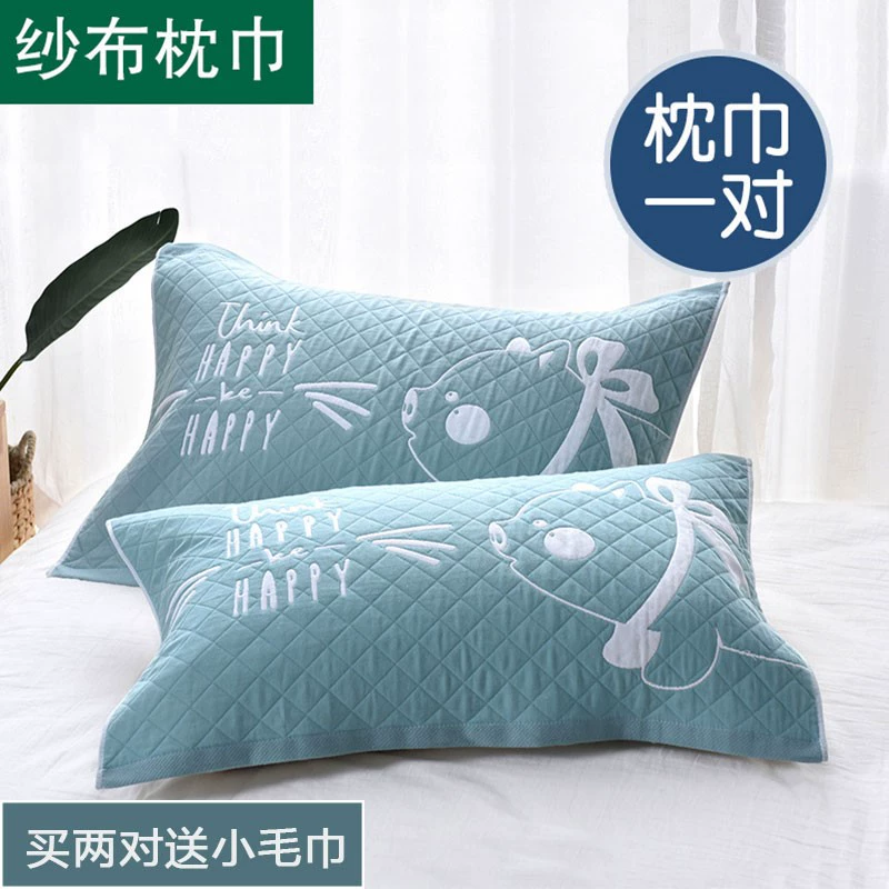 Khăn gối cotton cổ lọ, chăn ga gối phong cách Châu Âu khỏe khoắn, dày dặn thoáng mát, giặt tại nhà, kẻ sọc, thời trang sang trọng, tất cả các mùa - Khăn gối