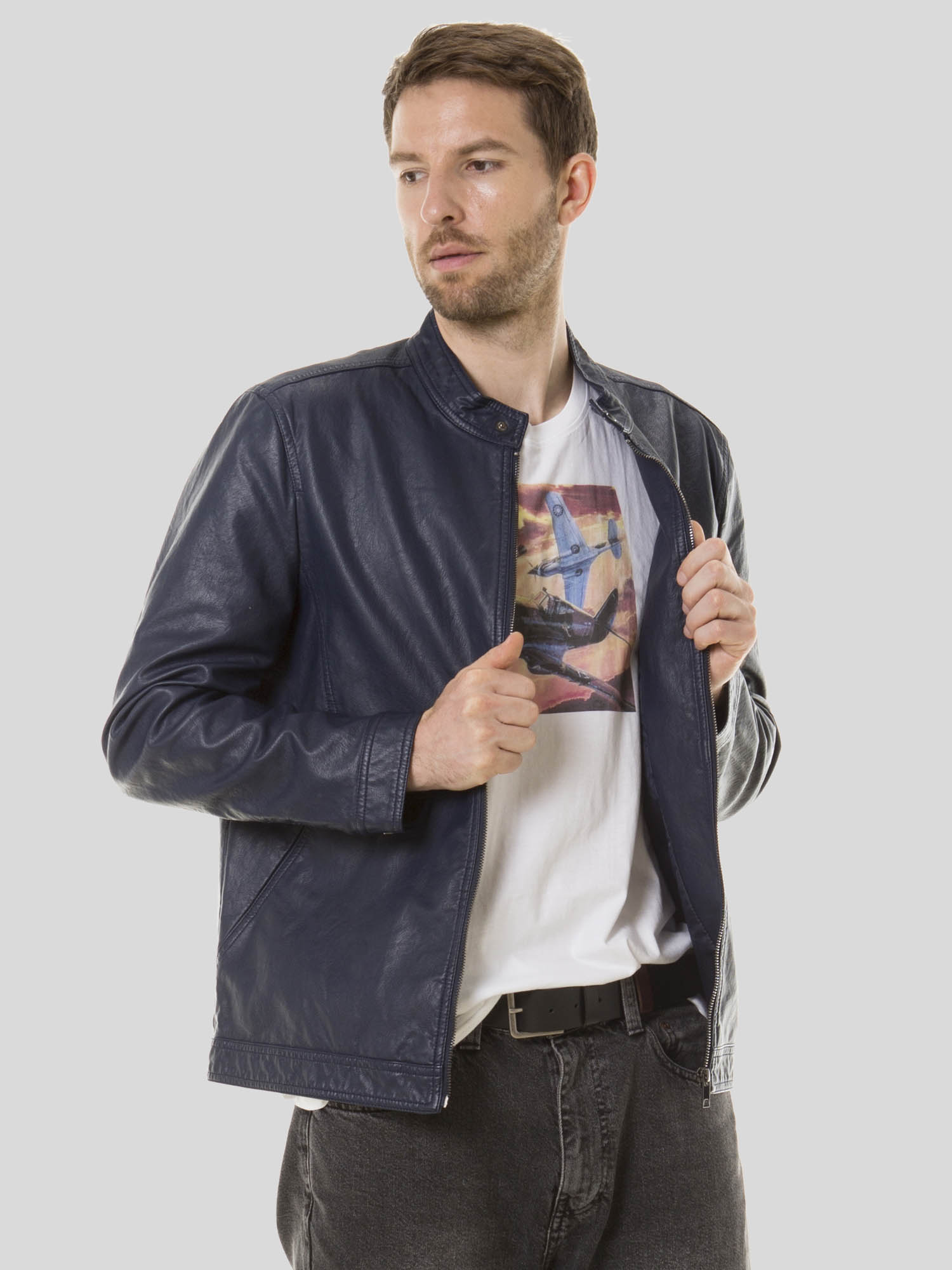 Luxury Lane PU皮 男式立领夹克 2D1009 下单折后￥59.5包邮 另有多款可选