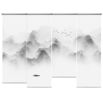 New Chinese style roller blinds customized for living room office study translucent printed restaurant partition curtains can be made electric