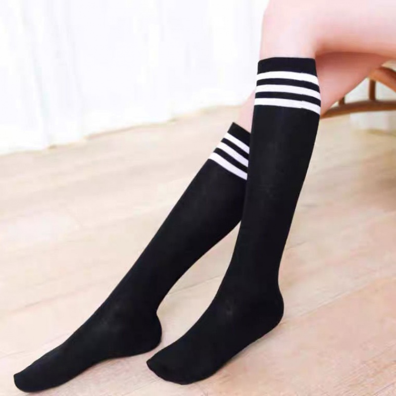 Leg Socks & 2 Black And White StripesLeg socks long and tube-shaped Hosiery children Korean version spring and autumn summer Middle cylinder black ins trend black Over the knee jk silk stockings