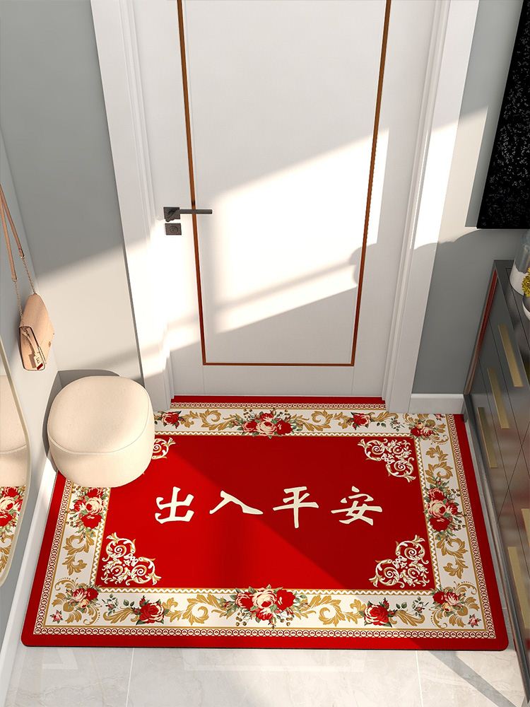 In and out of peace crystal velvet tiger year floor mat 2021 new entry door carpet door mat entry door high-end porch