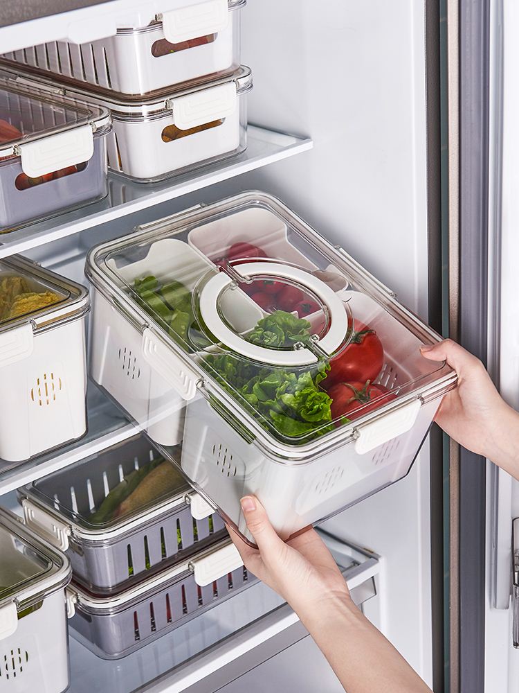 Refrigerator storage box freezer special storage box vegetable classification freezer special finishing artifact transparent compartment