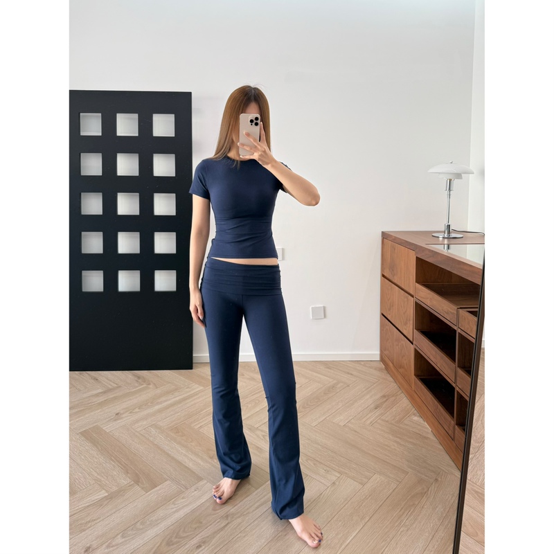 26 Spring/Summer New Colors Skims Kardashian Cotton Jersey Ultra Comfortable Versatile Casual Flared Pants with Folded Waist
