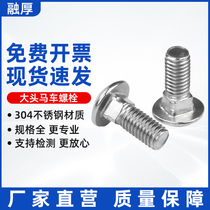 304 stainless steel big head carriage bolt semicircular square neck screw shelf screw flat head square M6M8M10