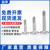 Stainless steel large flat head drill tail screw 410 cross round head with pad dovetail self-tapping screw