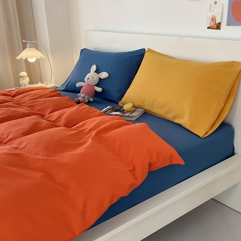 Pure colored bed four pieces of grinding three pieces of 1 5 net red bed linen is set for 1 8m2 bedding