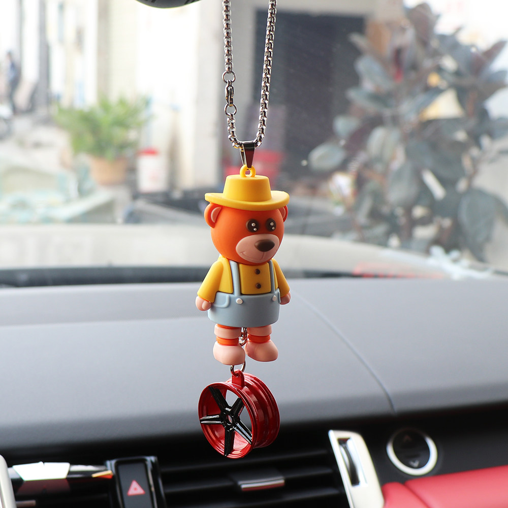 Cute bear car car pendant car interior mirror pendant car interior pendant men and women creative pendant