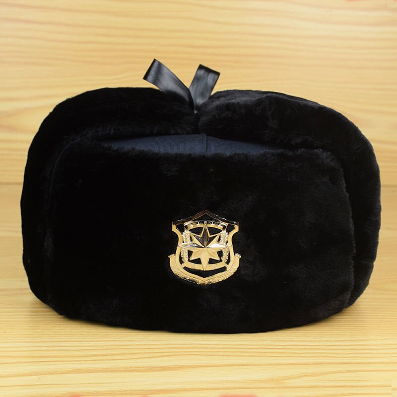 Security cotton hat winter hat navy blue Lei Feng hat thickened and velvet male northeast property duty cold-proof ear protection cap