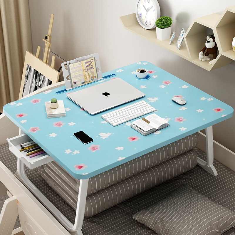 Small desk Computer Desk Bed Table Folding Sloppy Dorm dorm room Knee Upper Table board Card Pass Girls Bedroom Sitting small Short Table Pen Electric bracket Children learn to move Easy Kang Table