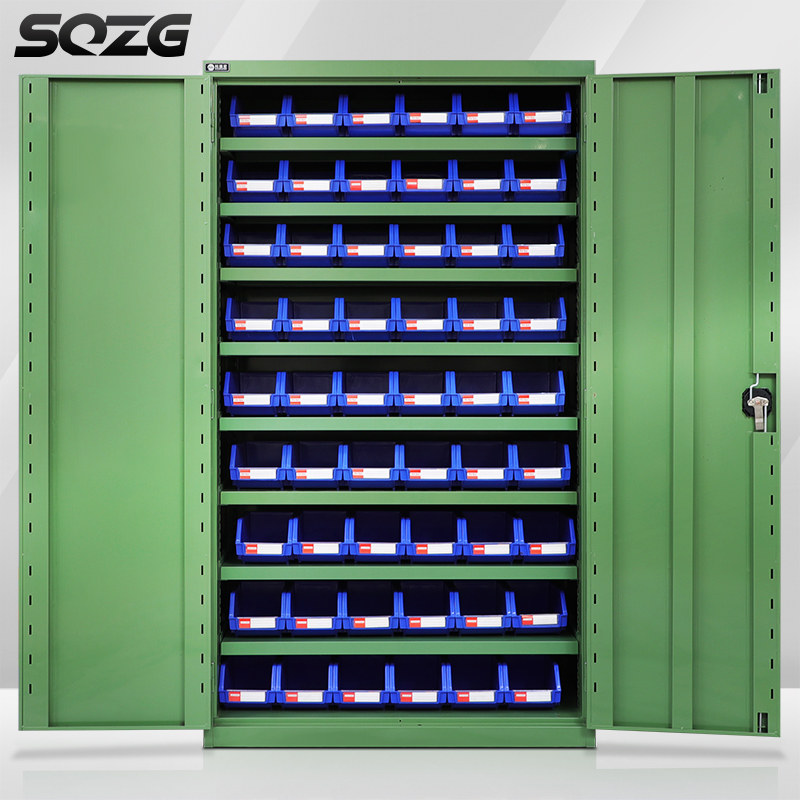 SQZG Heavy Duty Tool Cabinet Hardware Placing Cabinet Double Door Sheet Iron Cabinet Containing Cabinet Workshop Tool Holder with lock