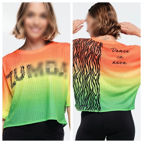 ZW новая одежда для фитнеса, йога, спортивные танцы, аэробика, топ с короткими рукавами, сетчатая эластичная ткань 713 766