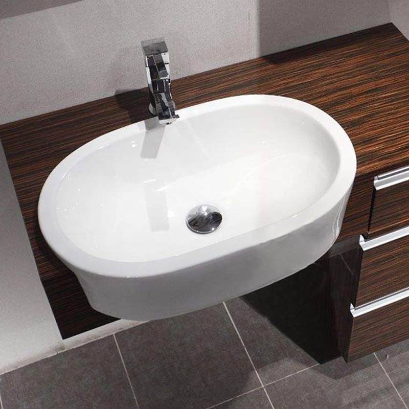Bathroom semi-embedded countertop basin home semi-hanging washbasin ceramic hanging cabinet basin oval washbasin basin