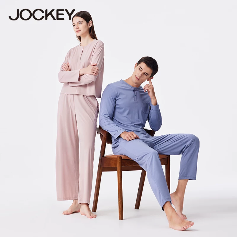 Ночная пижама с длинным рукавом jockey, демисезонная, мягкая, дышащий эластичный комплект