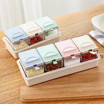 Wheat stalk salt and sugar seasoning box Household kitchen seasoning box Material combination set European seasoning tank Salt tank material box