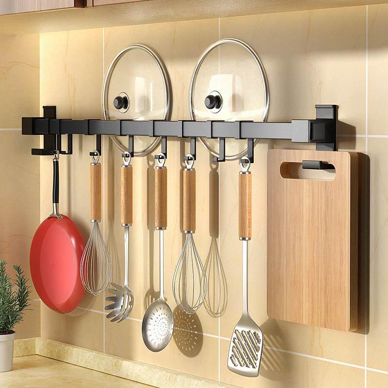 Kitchen hanging rod-free hole-free aluminum hook wall hanging shovel spoon multi-functional kitchenware hanging frame