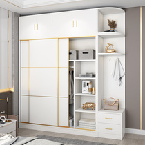 Wardrobe Household bedroom simple modern small apartment wardrobe simple sliding door childrens storage solid wood storage cabinet