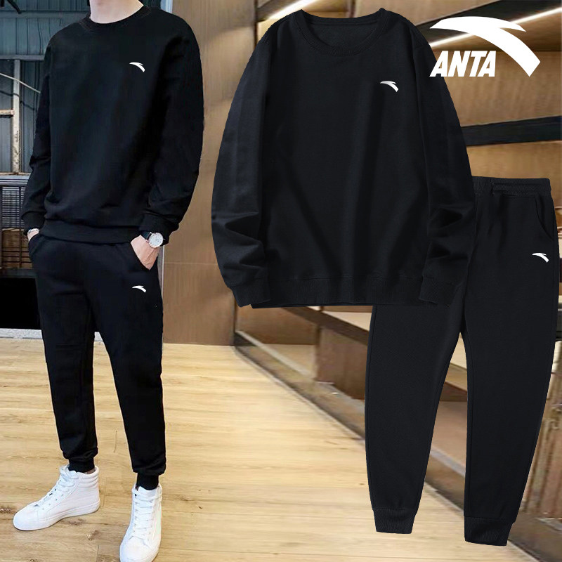Anta Sports Suit Men's 2022 Summer New Casual Loose Big Size Code Running Fitness Room Sweatshirt Two-piece Set