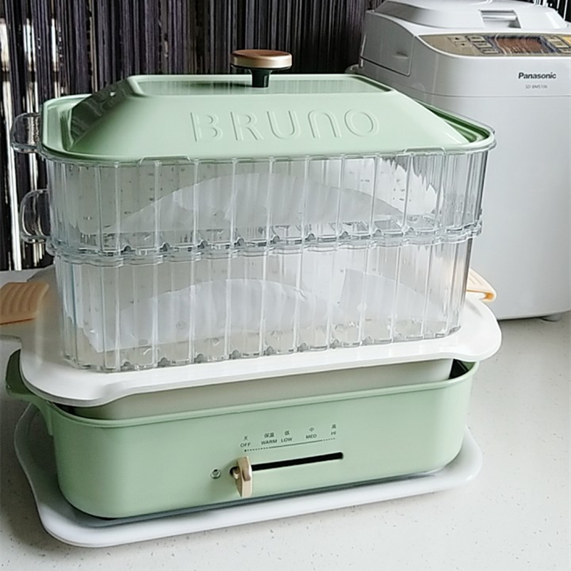 BRUNO多功能料理锅小方锅深锅的2层蒸笼解析