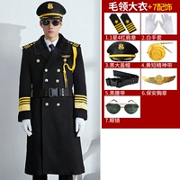 Пальто с меховым воротником и планками на рукавах + 7 аксессуаров - черный большой чехол