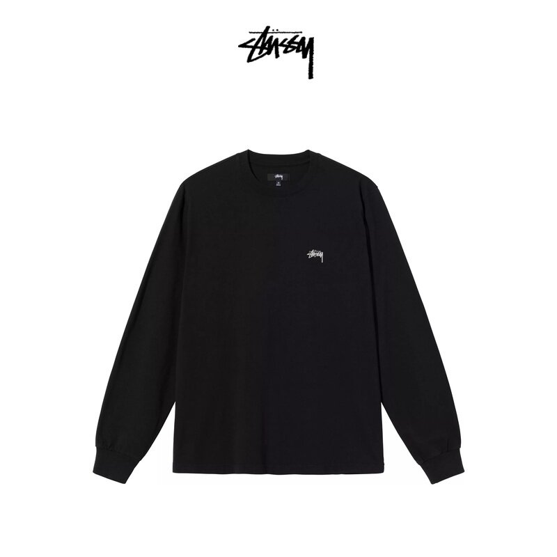 STUSSY Stuxi embroidery logo pure color minimalist with long sleeve T-shirt male and female lovers 