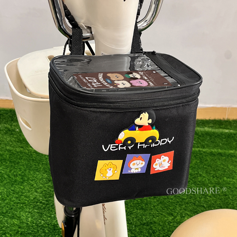 Electric Car Front Pocket Large Capacity Cute Crayon Shin-Chan Battery Car Hanging Bag Waterproof Mobile Phone Raincoat Cosmetics Bag