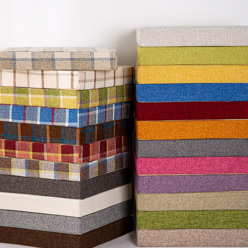 Linen cotton linen cushion high-density sponge cushion sofa cushion thickened bay window cushion chair heightening cushion hard