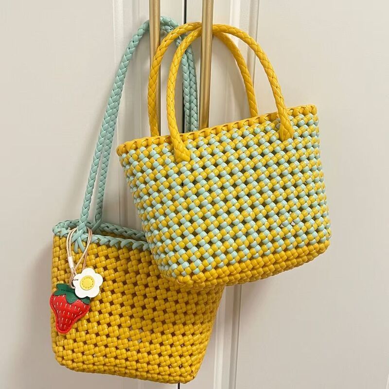 Tote Bag Woven Pe Flat Rattan Bag Rattan Handbag Mobile Phone DIY Material Handmade Mobile Phone Handbag Pink Tote Bag Woven Pe Flat Rattan Bag Rattan Handbag Mobile Phone DIY Material Handmade Mobile Phone Handbag Pink