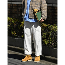 CountryMoment 21FW Japanese straight tube simple Cityboy style loose white casual overalls trousers