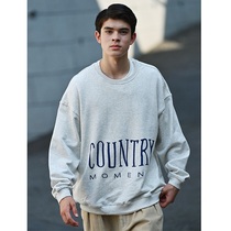CountryMoment 21FW spring and autumn Japanese printed round neck sweater thin loose pullover long sleeve top men