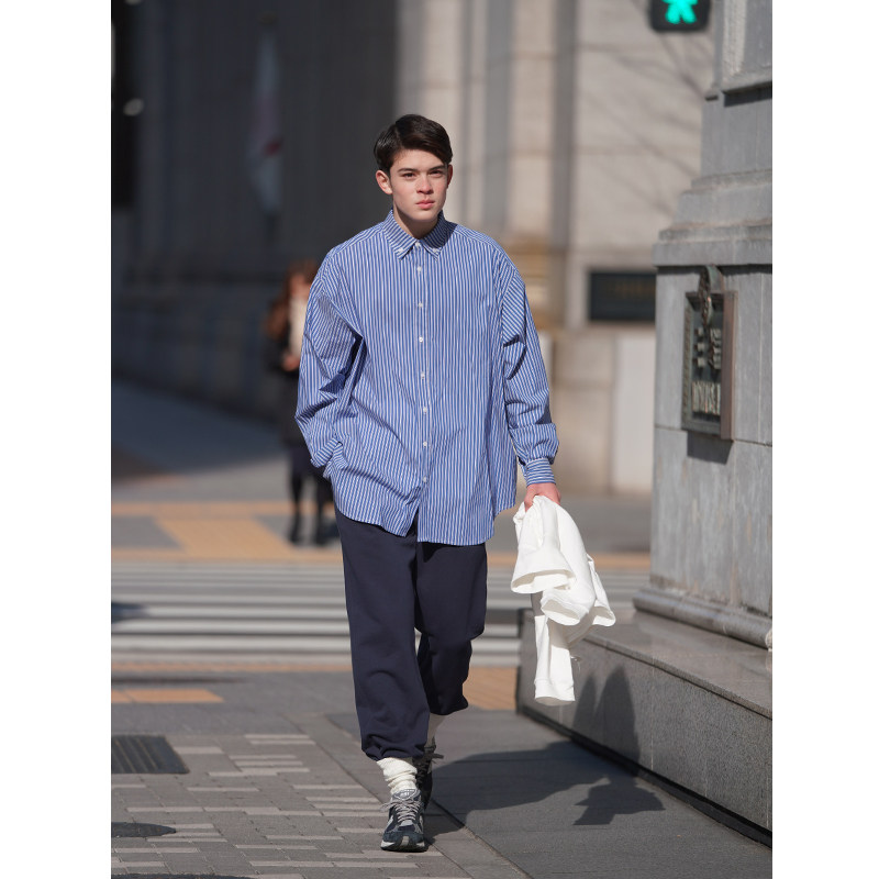 CountryMoment spring and autumn retro CityBoy Japanese striped shirt men loose casual long sleeve shirt