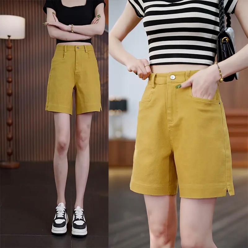 Spring and Summer New Style Denim Shorts, Slimming High-Waisted Casual Outerwear Pants, Loose Straight Thin Five-Point Women's Pants