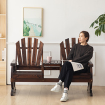 Anti-corrosion wooden sofa chair balcony leisure double courtygarden table and chair solid wooden bench outdoor chair houseOutdoor