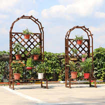 Anti-corrosive wood floor frame multi-layer balcony against wall pot frame floor-style stairroom plant shelf