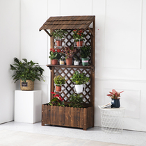 Outdoor solid wood flower frame gardening frame large fence wall anti-humidified wood pot frame locker changing shoe frame
